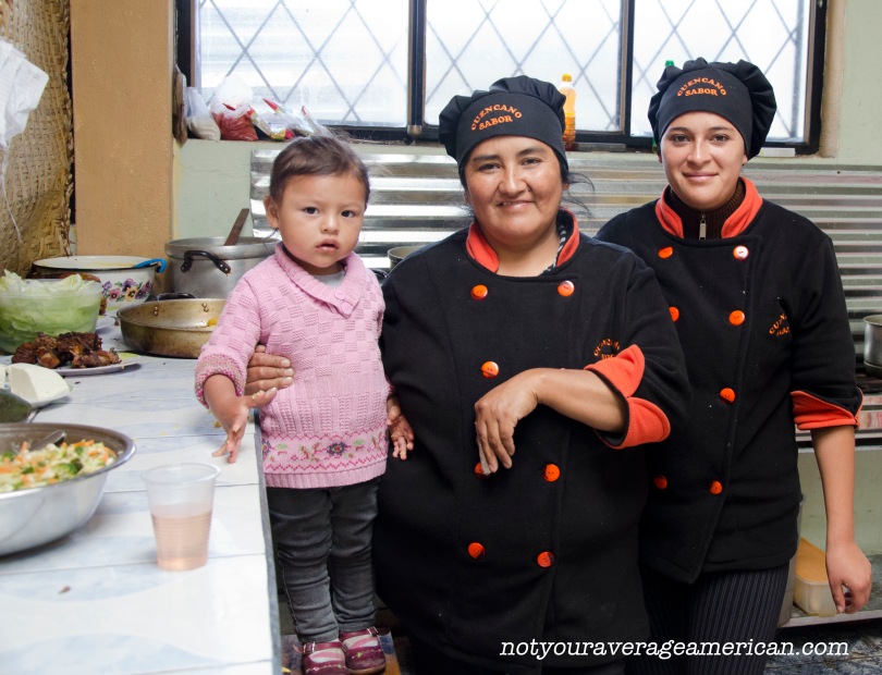 Our Concineras at Cuencano Sabor (with chef in training).